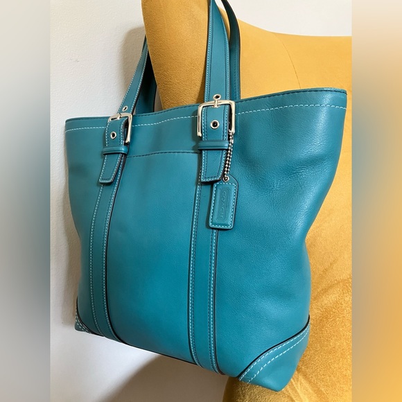 Coach Handbags - COACH Blue #F10194 Hampton Leather Tote Bag